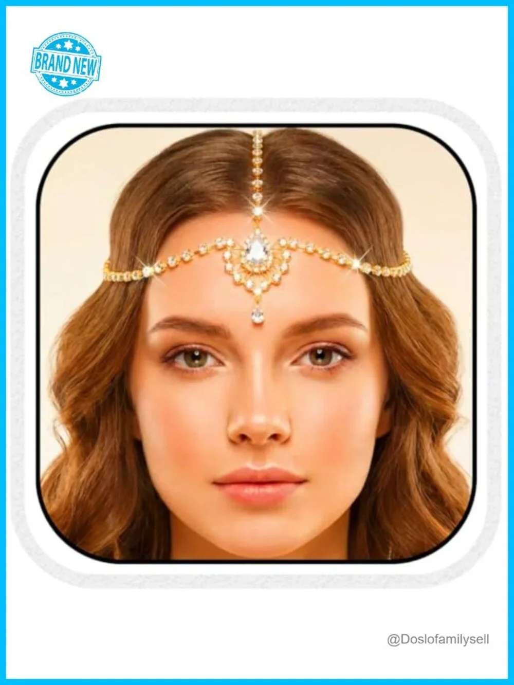 Crystal Head Chain Jewelry Rhinestone Hair Chain Boho Bridal Headpiece